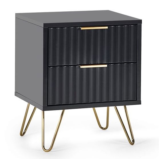 Product photograph of Murano Matte Black 2 Drawer Lamp Table from Choice Furniture Superstore.