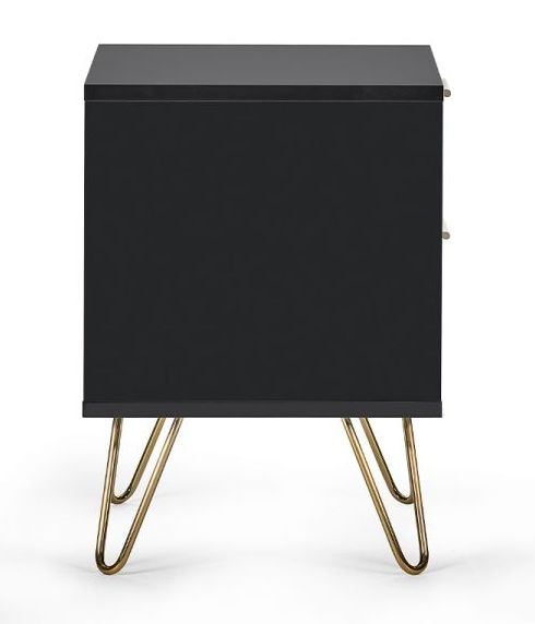 Product photograph of Murano Ribbed Black 2 Drawer Bedside Cabinet from Choice Furniture Superstore.