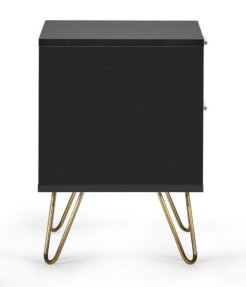 Product photograph of Murano Matte Black 2 Drawer Lamp Table from Choice Furniture Superstore.