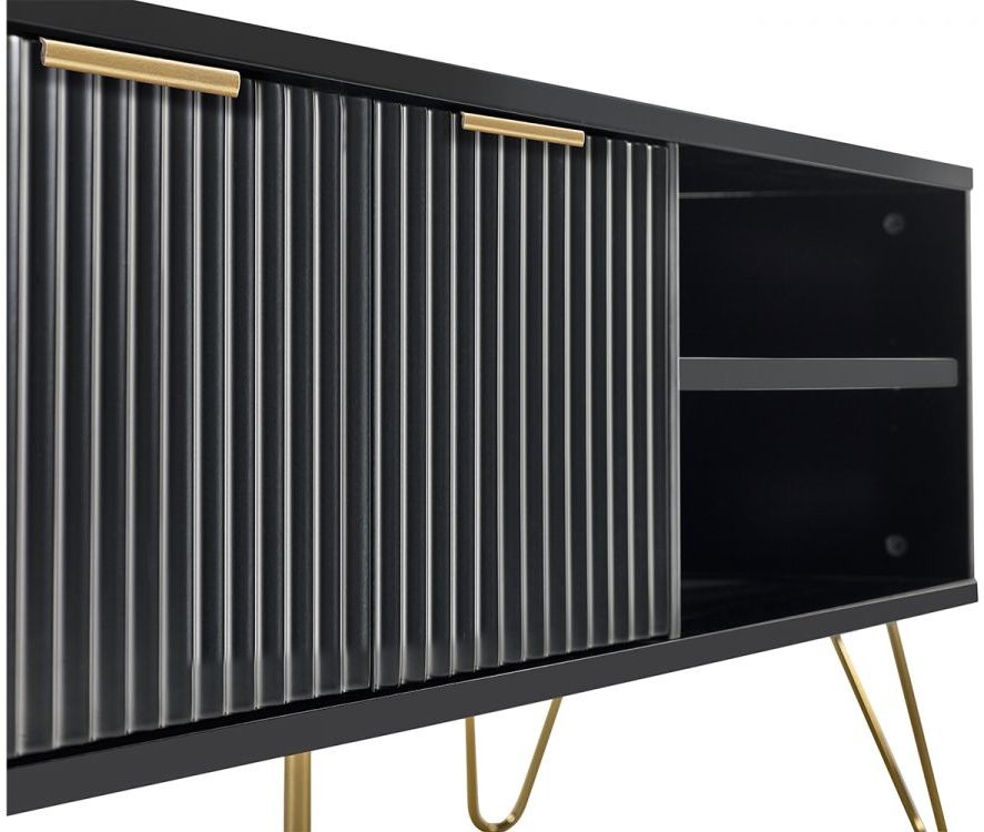Product photograph of Murano Matte Black Tv Unit To 64inch from Choice Furniture Superstore.