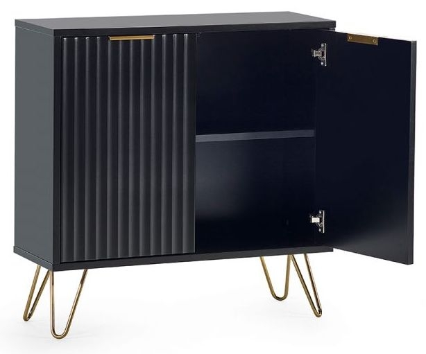 Product photograph of Murano Matte Black 2 Door Sideboard from Choice Furniture Superstore.