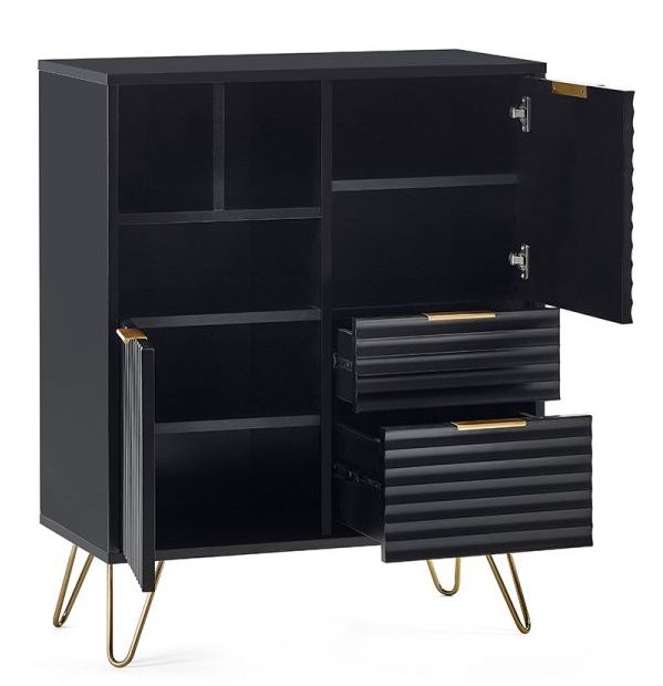 Product photograph of Murano Matte Black 2 Door Sideboard Hairpin Legs from Choice Furniture Superstore.