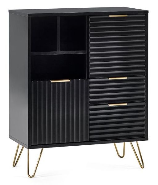 Product photograph of Murano Matte Black 2 Door 2 Drawer Sideboard from Choice Furniture Superstore.