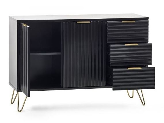 Product photograph of Murano Matte Black 2 Door 3 Drawer Sideboard from Choice Furniture Superstore.