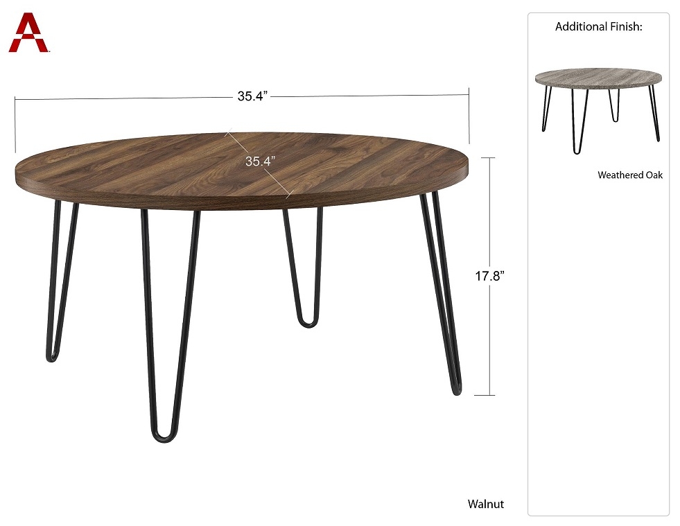 Product photograph of Alphason Owen Retro Round Coffee Table In Walnut - 3615222comuk from Choice Furniture Superstore.