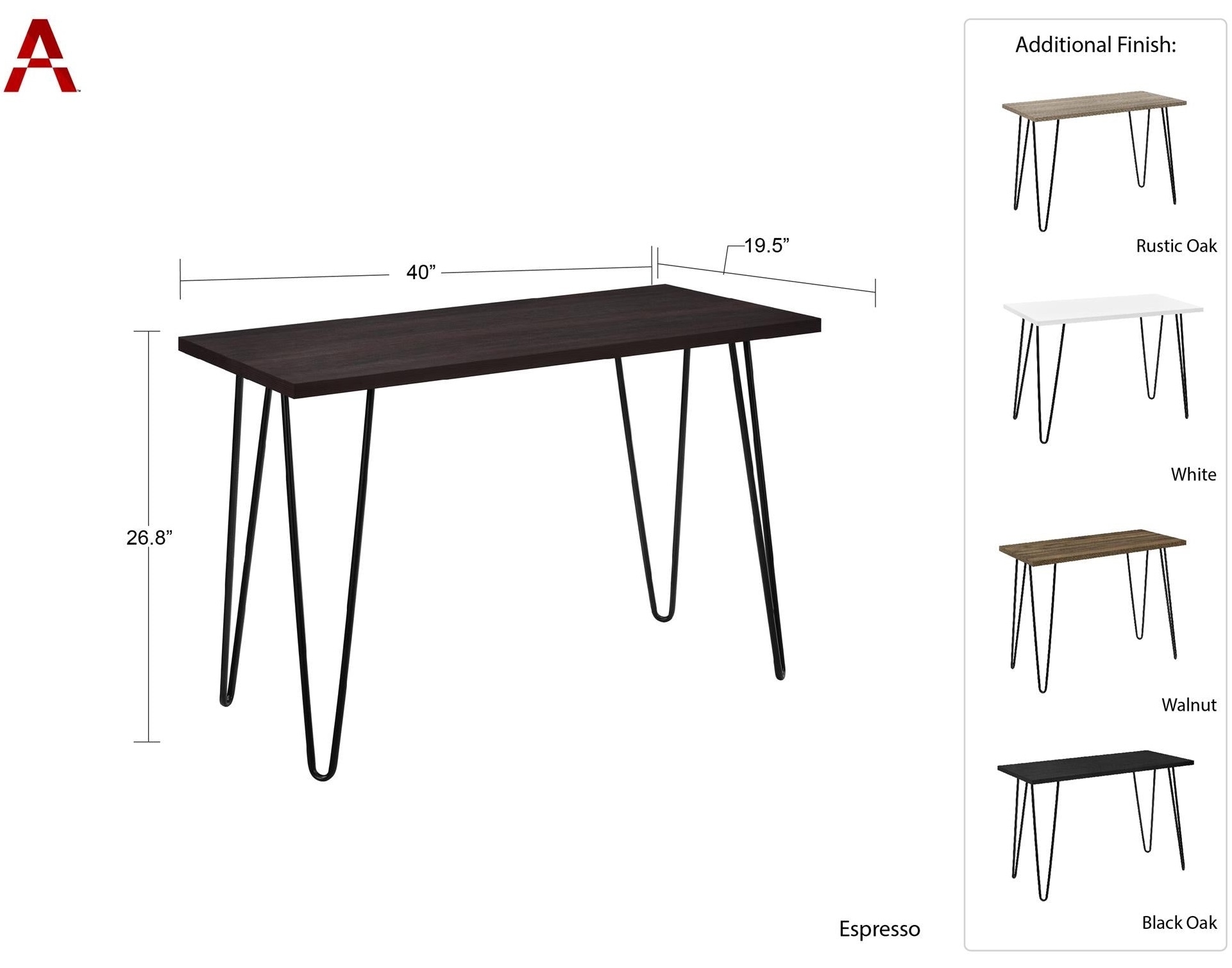 Product photograph of Alphason Owen Retro Industrial Desk With Hairpin Legs from Choice Furniture Superstore.