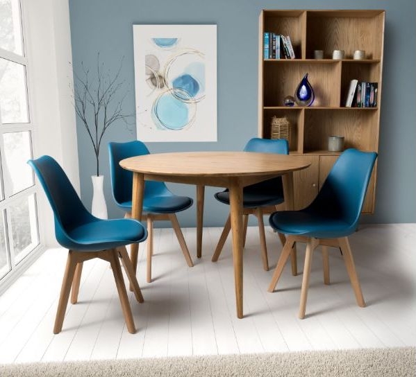 Product photograph of Jenson Light Oak 110cm Round Dining Table - 2 Seater from Choice Furniture Superstore.