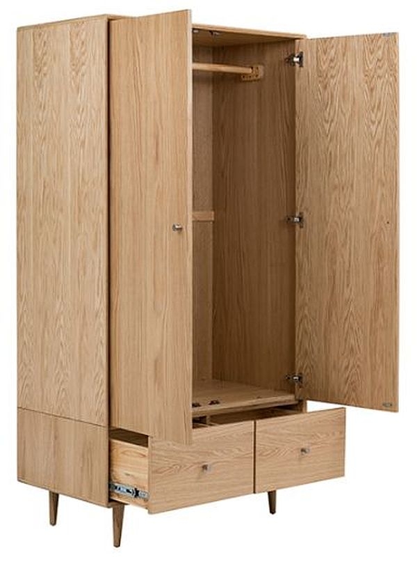 Product photograph of Jenson Light Oak 2 Door 2 Drawer Combi Wardrobe from Choice Furniture Superstore.