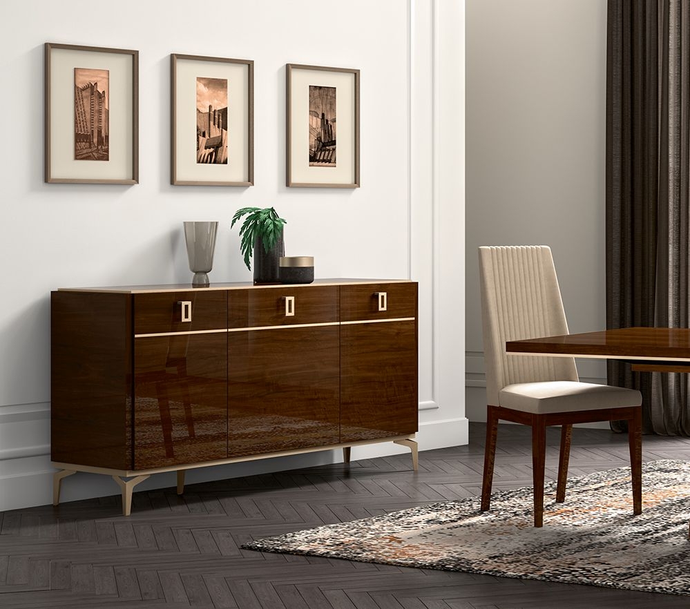Product photograph of Status Eva Day Walnut Brown Italian 3 Door Buffet Medium Sideboard from Choice Furniture Superstore.