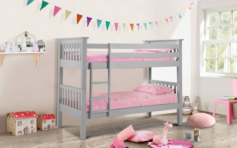 Product photograph of Barcelona Dove Grey Pine Bunk Bed from Choice Furniture Superstore.