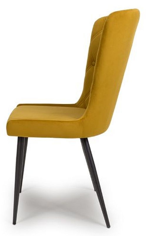Product photograph of Merlin Mustard Fabric Dining Chair Sold In Pairs from Choice Furniture Superstore.
