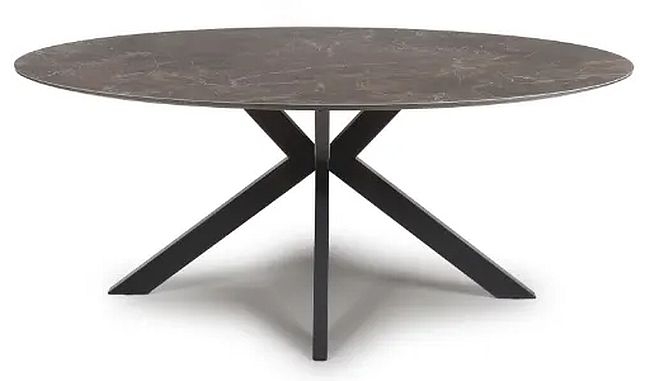 Product photograph of Galaxy Brown Ceramic 6 Seater Oval Dining Table from Choice Furniture Superstore.