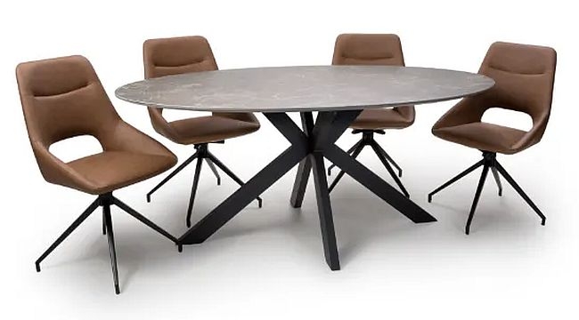 Product photograph of Galaxy Brown Ceramic 6 Seater Oval Dining Table from Choice Furniture Superstore.