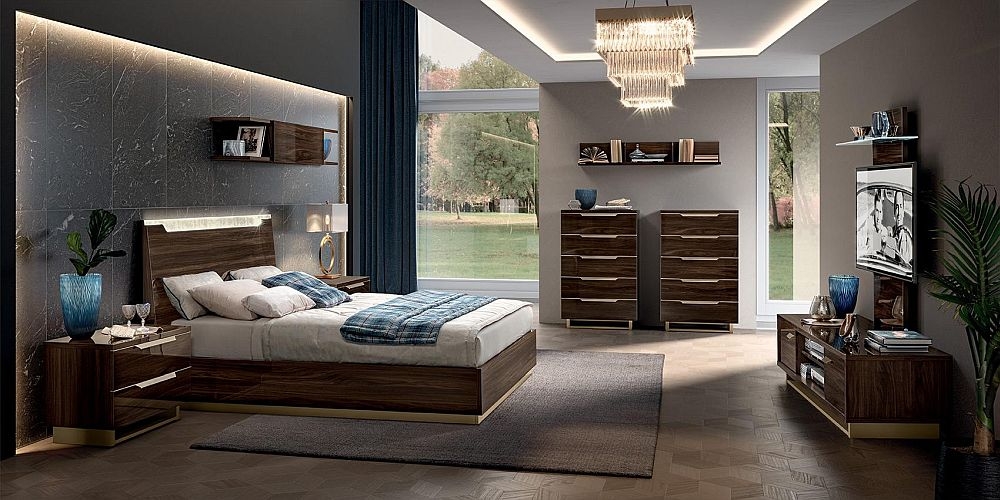 Product photograph of Camel Smart Night Walnut Italian Bed With Luna Storage from Choice Furniture Superstore.