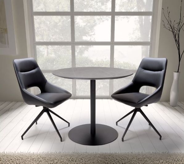 Product photograph of Lunar Grey Ceramic 90cm Round Dining Table - 2 Seater from Choice Furniture Superstore.