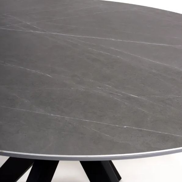 Product photograph of Lunar Grey Ceramic 120cm Round Dining Table - 4 Seater from Choice Furniture Superstore.