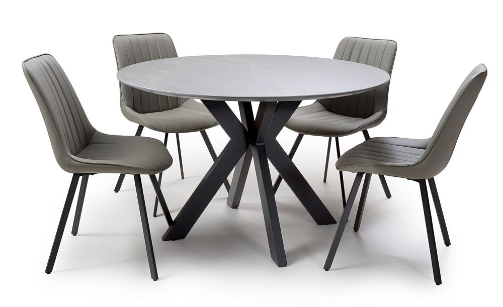 Product photograph of Lunar Grey Ceramic 120cm Round Dining Table - 4 Seater from Choice Furniture Superstore.