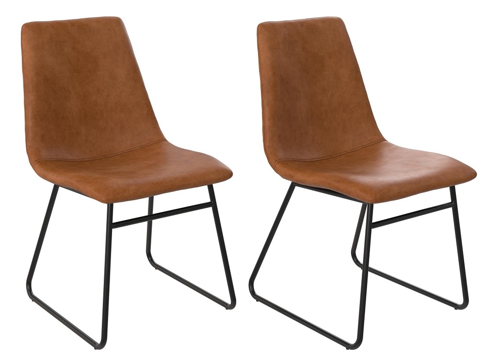 Product photograph of Alphason Bowden Caramel Faux Leather Molded Dining Chair Sold In Pairs from Choice Furniture Superstore.