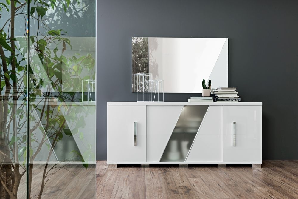 Product photograph of Status Lisa Day White High Gloss Italian Buffet Large Sideboard 152cm With 4 Door - Assembled from Choice Furniture Superstore.