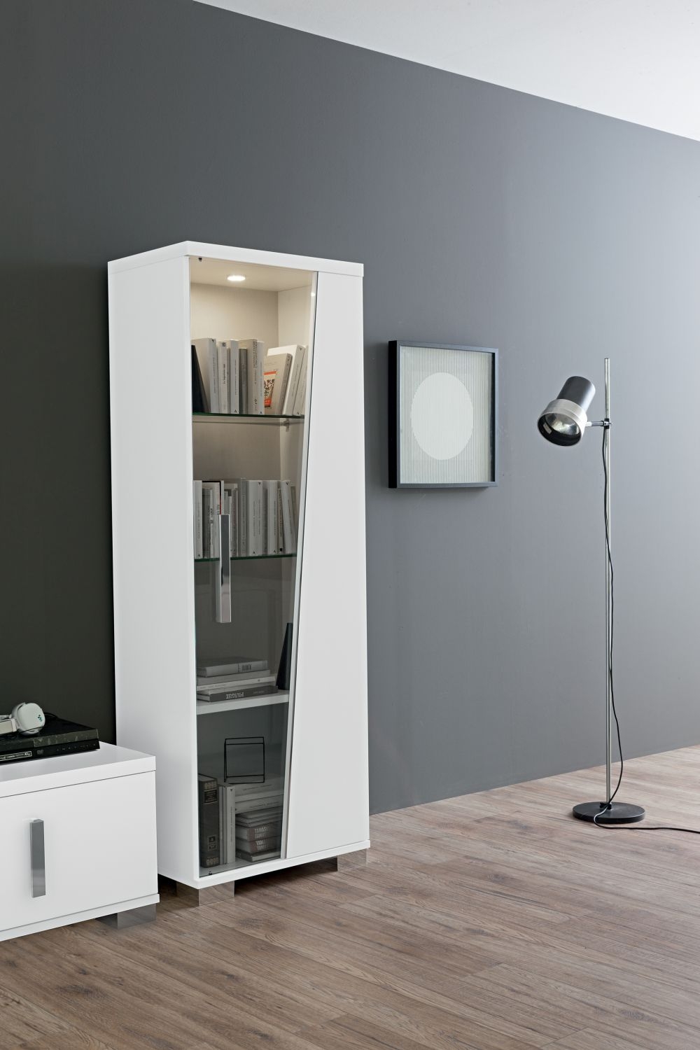 Product photograph of Lisa White Italian 1 Door Display Cabinet from Choice Furniture Superstore.