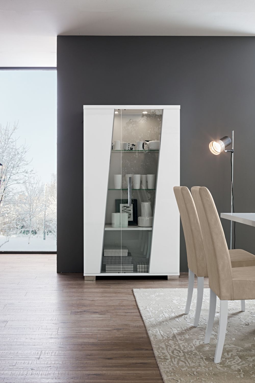 Product photograph of Lisa White Italian 2 Door Display Cabinet from Choice Furniture Superstore.