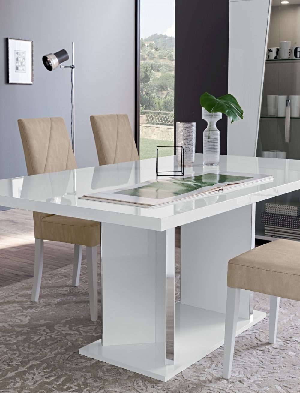 Status Lisa Day White High Gloss Italian Dining Table, 180cm Seats 6 Diners Rectangular Top