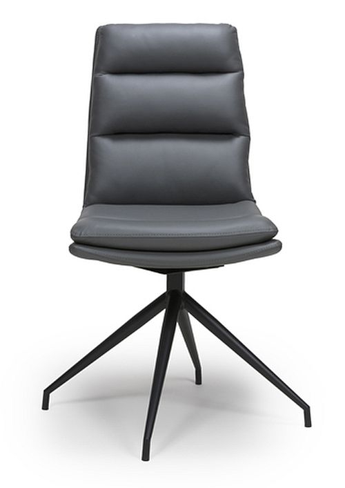 Product photograph of Nobo Grey Faux Leather Swivel Dining Chair Sold In Pairs from Choice Furniture Superstore.