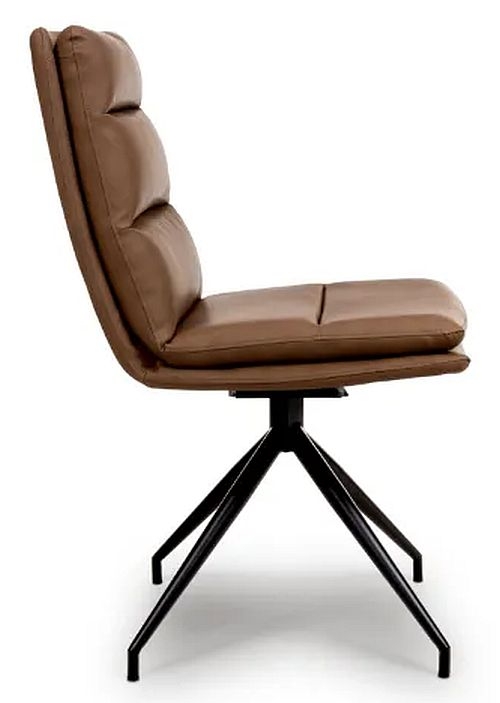 Product photograph of Nobo Tan Faux Leather Swivel Dining Chair Sold In Pairs from Choice Furniture Superstore.