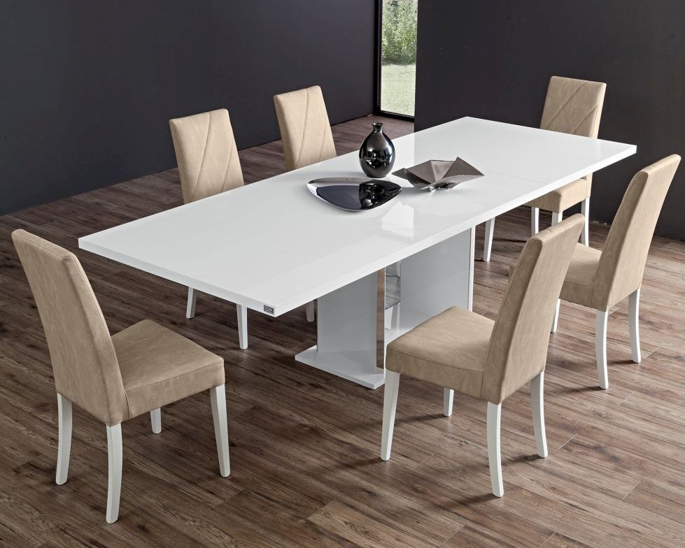 Product photograph of Status Lisa Day White High Gloss Italian Dining Table 225cm Seats 8 To 10 Diners Extending Rectangular Top from Choice Furniture Superstore.