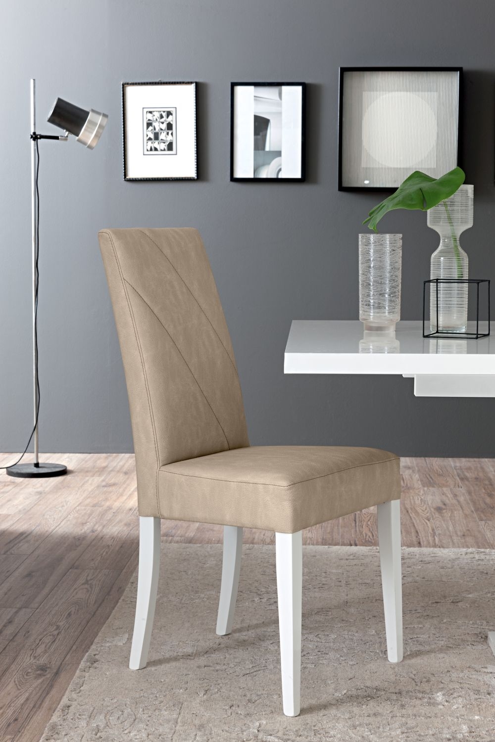 Product photograph of Status Lisa Day White High Gloss Italian Toffee Faux Leather Dining Chair Sold In Pairs from Choice Furniture Superstore.