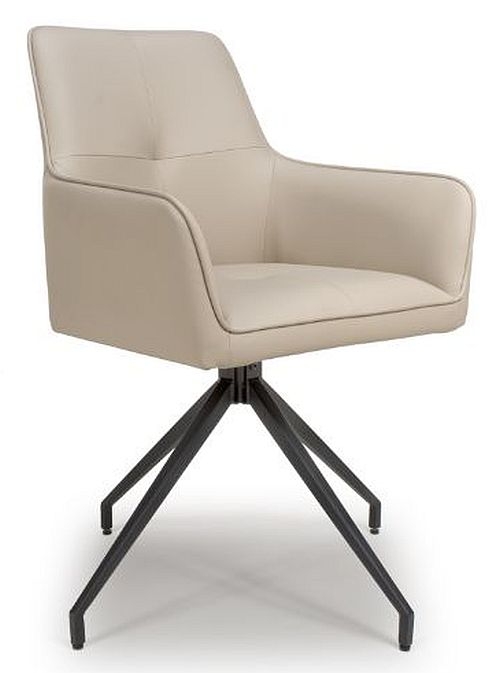 Product photograph of Set Of 2 Nix Taupe Faux Leather Swivel Dining Chair from Choice Furniture Superstore.