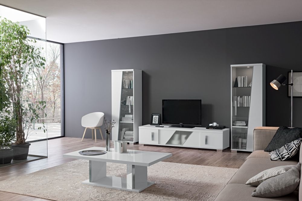 Product photograph of Status Lisa Day White High Gloss Italian Tv Unit 202cm With Storage For Television Upto 80inch Plasma - Assembled from Choice Furniture Superstore.