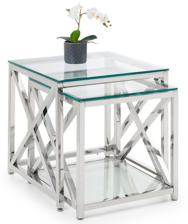 Product photograph of Miami Nest Of 2 Tables - Comes In Glass And Chrome Or Glass And Gold from Choice Furniture Superstore.