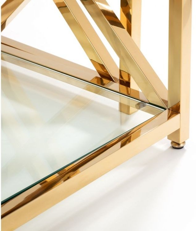 Product photograph of Miami Glass And Gold Nest Of 2 Tables from Choice Furniture Superstore.