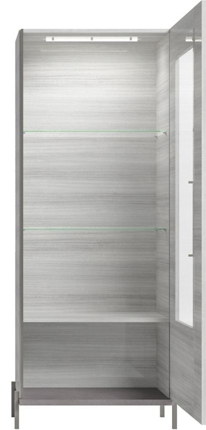 Product photograph of Status Mia Day Silver Grey Right 1 Door Vitrine With Led Light from Choice Furniture Superstore.