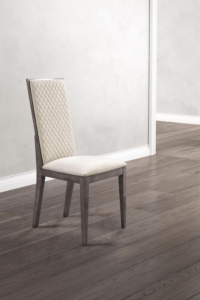 Product photograph of Status Medea Day Vintage Oak Silk Grey Faux Leather Luxury Dining Chair Sold In Pairs from Choice Furniture Superstore.