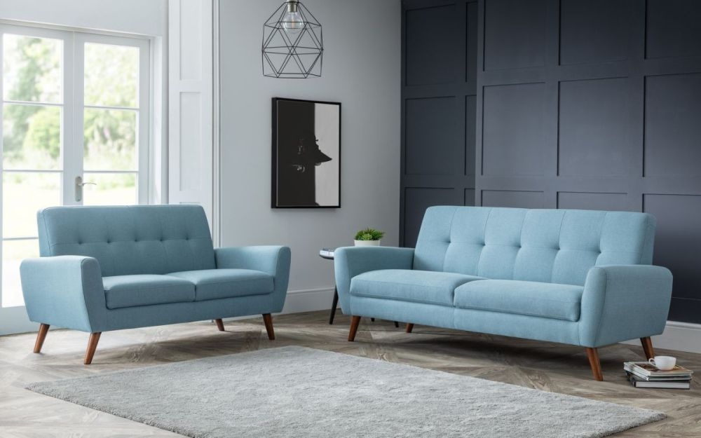 Product photograph of Monza Blue Fabric 2 Seater Sofa from Choice Furniture Superstore.