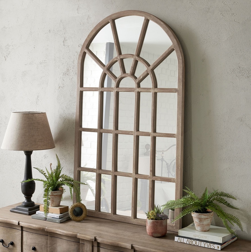 Product photograph of Hill Interiors Copgrove Wooden Arched Paned Wall Mirror from Choice Furniture Superstore.