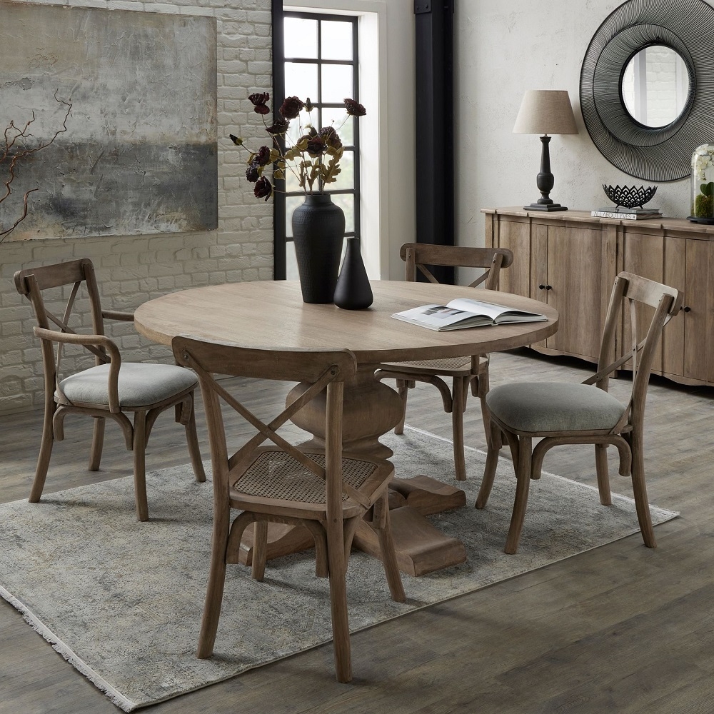 Product photograph of Hill Interiors Copgrove Wooden Pedestal 6 Seater Dining Table 150cm Round Top from Choice Furniture Superstore.
