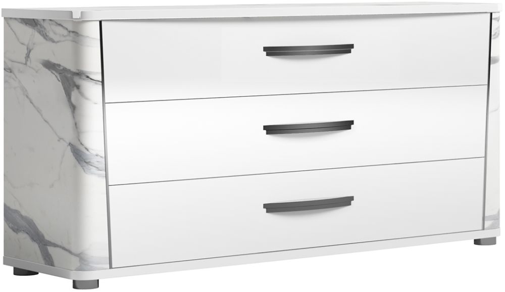 Status Anna Night White Italian 3 Drawer Dresser