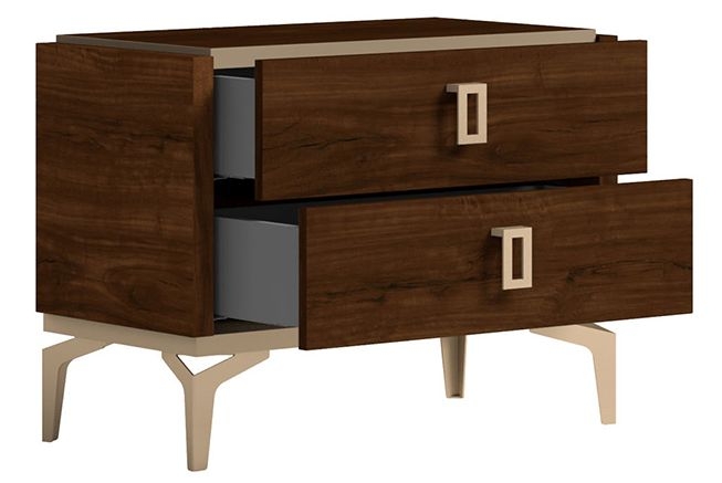 Status Eva Night Walnut Italian Bedside Cabinet