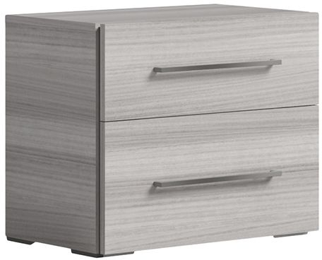 Status Mia Night Silver Grey Italian 2 Drawer Bedside Cabinet with Handles