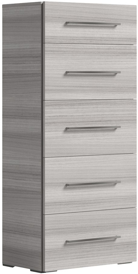 Status Mia Night Silver Grey Italian 5 Drawer Chest with Handles