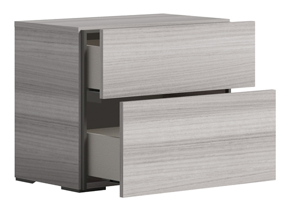 Status Mia Night Silver Grey Italian 2 Drawer Bedside Cabinet