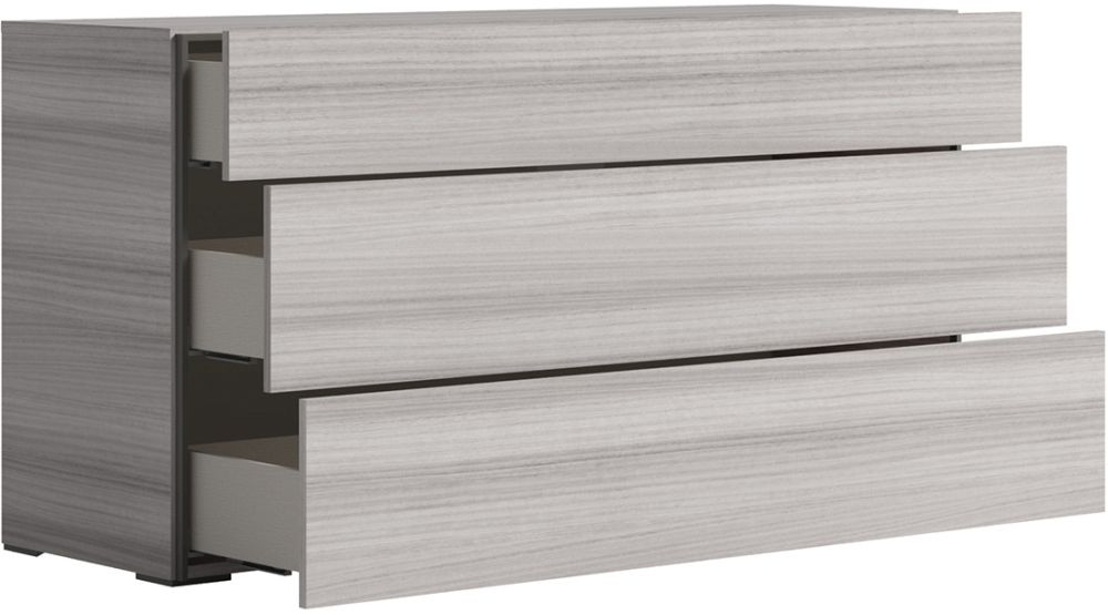 Status Mia Night Silver Grey Italian 3 Drawer Dresser