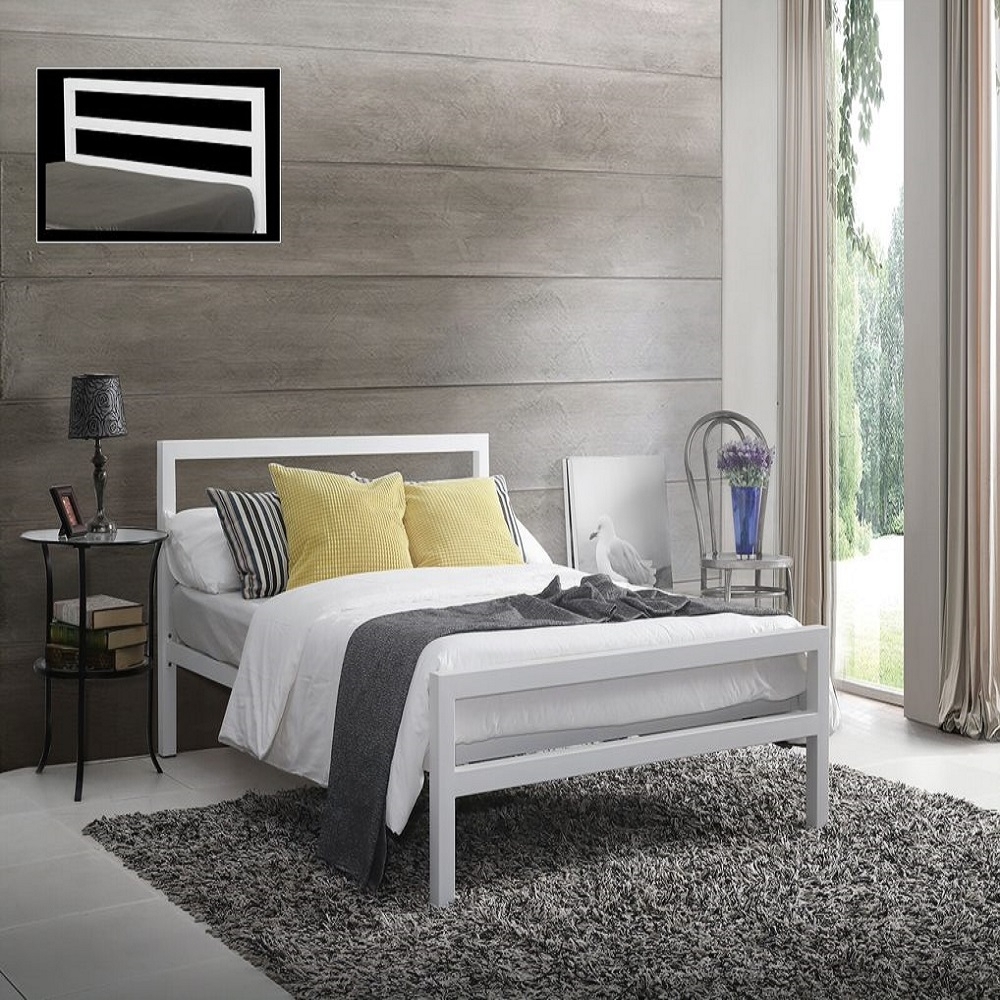 Product photograph of Time Living City Block White Metal Bed from Choice Furniture Superstore.