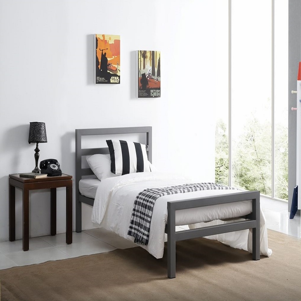 Product photograph of Time Living City Block Grey Metal Bed from Choice Furniture Superstore.