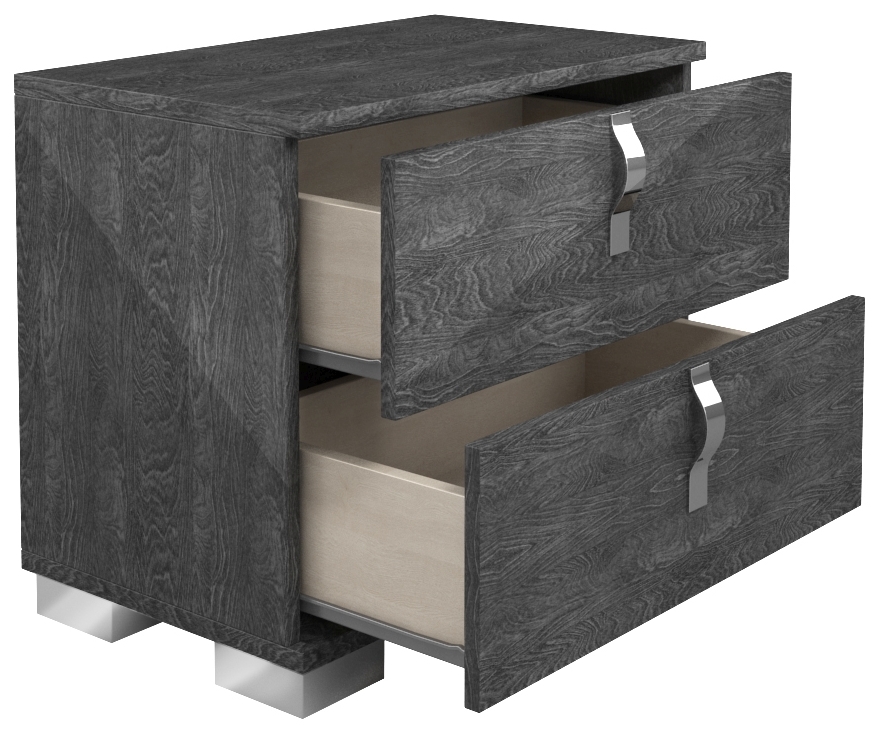 Product photograph of Sarah Night Grey Birch Italian 2 Drawer Bedside Cabinet from Choice Furniture Superstore.