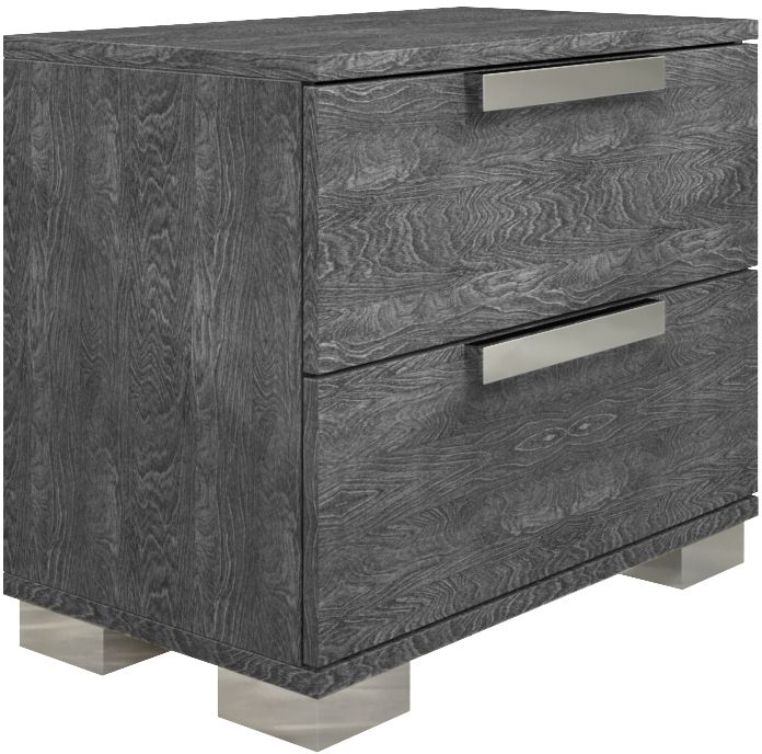 Sarah Night Grey Birch Italian 2 Drawer Bedside Cabinet W Modern Handles