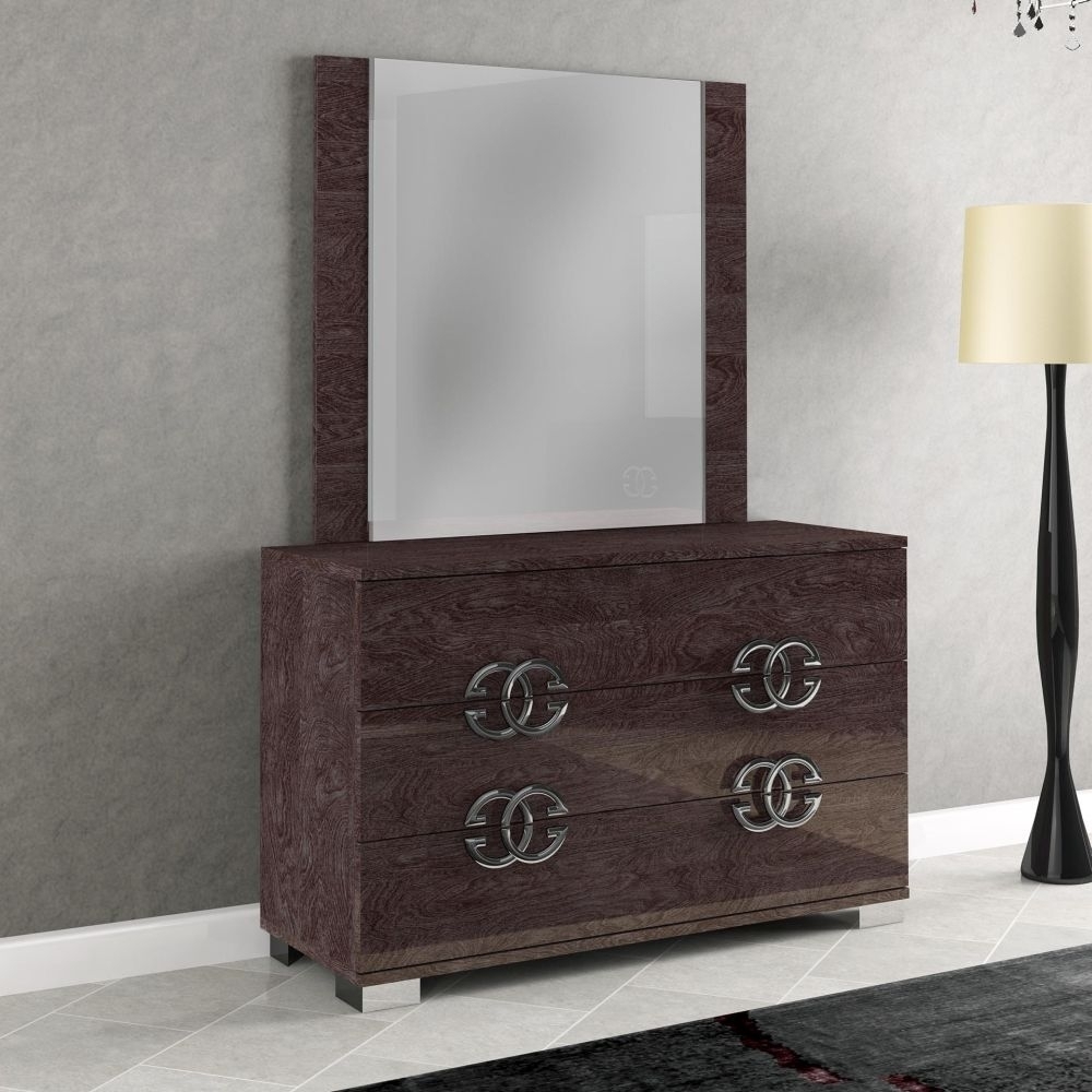 Product photograph of Status Prestige Night Umber Birch Italian 3 Drawer Dresser from Choice Furniture Superstore.